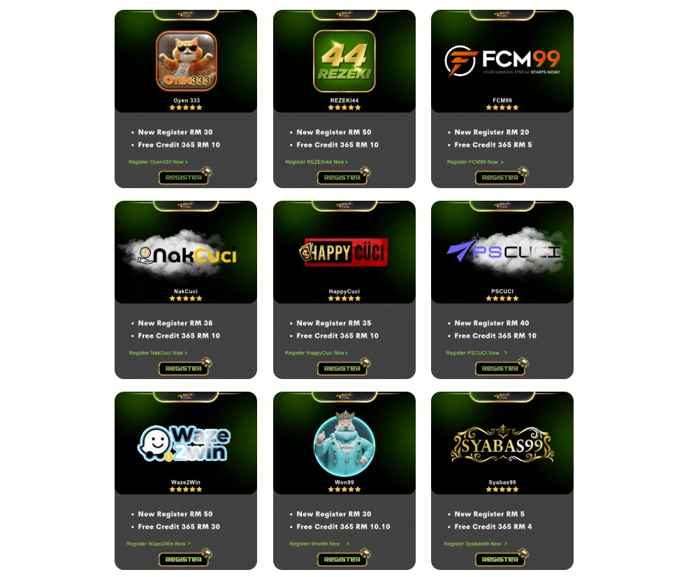 NewRegisterFree 2025 Free Credit 365 List